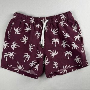 Onia‎ Men's Charles Lined Geo Palm Print Shorts Trunks Wine XL